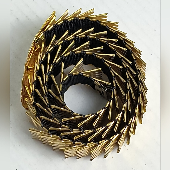 Statement Vintage 1990 Scalloped Fish Scale Stretch Belt Gold Tone Casual main image 12